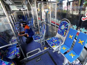 Begini Lho Penerapan Protokol Kesehatan di dalam Bus
