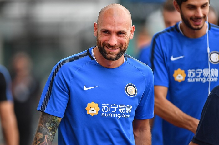 SINGAPORE - JULY 26: Tommaso Berni #46 of FC Inter Milan smiles during a training session of International Champions Cup training session at Bishan Stadium on July 26, 2017 in Singapore.  (Photo by Thananuwat Srirasant/Getty Images  for ICC)