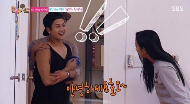 Jackson GOT7 Bertemu Song Ga Yeon/ Foto: SBS via sg.style.yahoo.com idol K-Pop pria, Jackson GOT7 malu-malu bertemu wanita idolanya, Song Ga Yeon, atlet bela diri