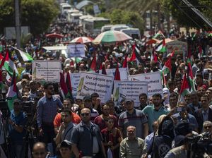 Demo Warga Palestina Tolak Rencana Israel Caplok Tepi Barat