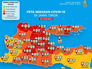 Masih 13 Daerah di Jatim yang Berstatus Zona Merah