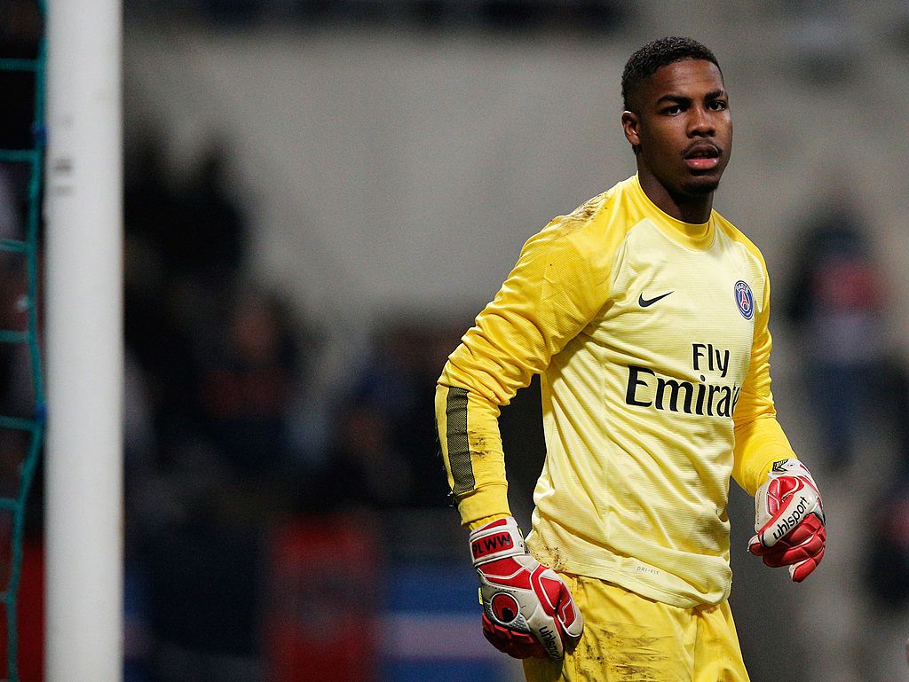 PARIS, FRANCE - MARCH 11:  Goalkeeper, Mike Maignan of PSG looks on during the UEFA Youth League Quarter Final match between Paris Saint-Germain FC and Real Madrid at Stade Charlety on March 11, 2014 in Paris, France.  (Photo by Dean Mouhtaropoulos/Getty Images)