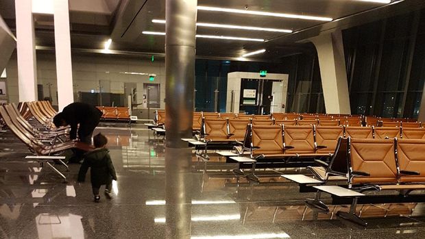 Suasana sepi di Bandara Internasional Qatar. (Dok. Firda Fadhilah)