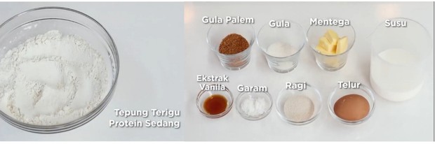 Bahan Adonan/Sumber: youtube.com/Devinahermawan Bahan adonan cinnamon roll