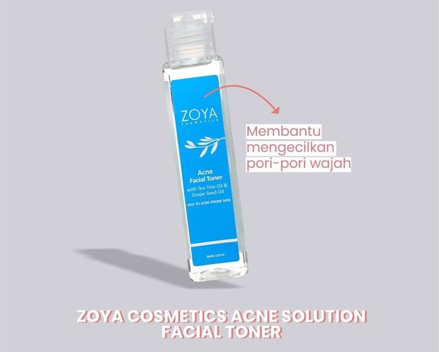 mengatasi jerawat perlu menggunakan skincare yang tepat salah satunya toner dari zoya ini yang memang dikhususkan bagi pemilik kulit berjerawat