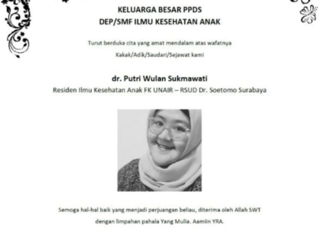 PPDS RSU Soetomo yang Gugur Keponakan Dokter RS Haji yang Juga Terpapar COVID PPDS RSU Soetomo yang Gugur Keponakan Dokter RS Haji yang Juga Terpapar COVID