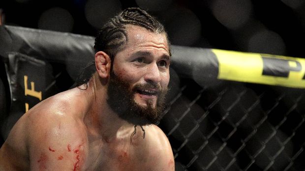 NEW YORK, NEW YORK - NOVEMBER 02: Jorge Masvidal of the United States fights against Nate Diaz (not pictured) of the United States in the Welterweight 