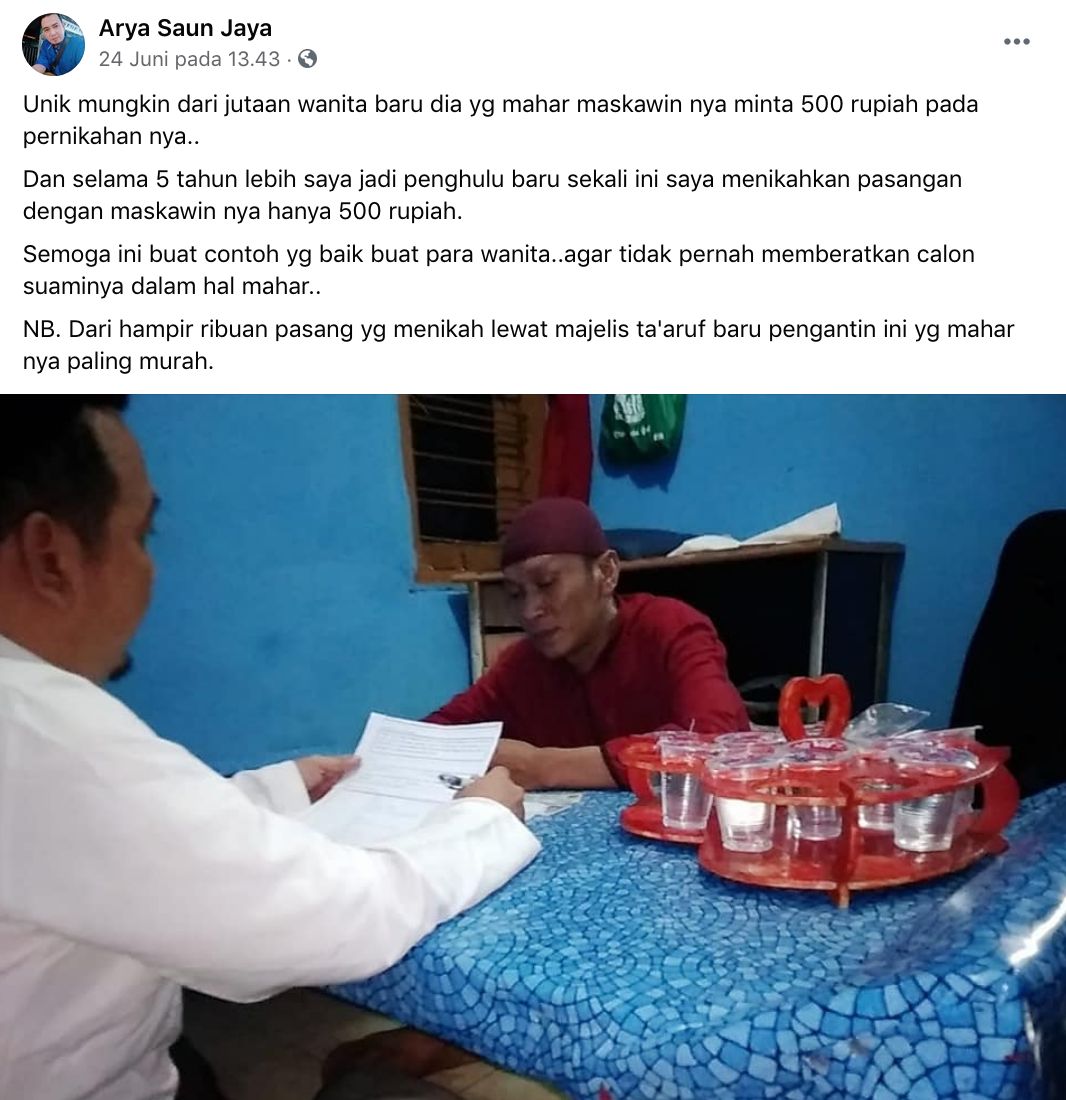 Viral pengantin mahar 500 rupiah