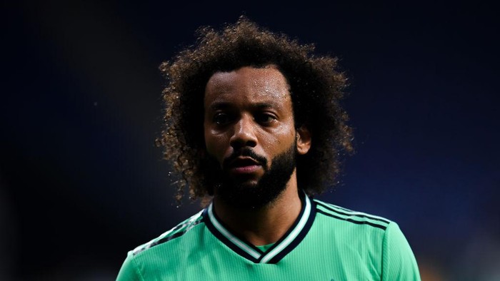 BARCELONA, SPAIN - JUNE 28: Marcelo Vieira of Real Madrid CF looks on during the Liga match between RCD Espanyol and Real Madrid CF at RCDE Stadium on June 28, 2020 in Barcelona, Spain. (Photo by David Ramos/Getty Images)