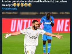 Real Madrid penalti lagi, fans Barca pasti tak hepi. (Foto: internet/Twitter)