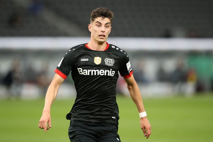 BERLIN, GERMANY - JULY 04: Kai Havertz of Leverkusen runs with the ball during the DFB Cup final match between Bayer 04 Leverkusen and FC Bayern Muenchen at Olympiastadion on July 04, 2020 in Berlin, Germany. (Photo by Alexander Hassenstein/Getty Images)