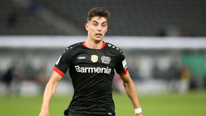 Kai Havertz BERLIN, GERMANY - JULY 04: Kai Havertz of Leverkusen runs with the ball during the DFB Cup final match between Bayer 04 Leverkusen and FC Bayern Muenchen at Olympiastadion on July 04, 2020 in Berlin, Germany. (Photo by Alexander Hassenstein/Getty Images)