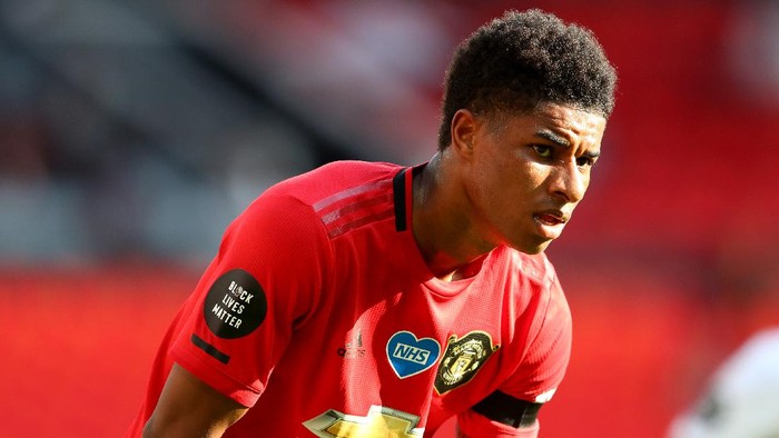 MANCHESTER, ENGLAND - JUNE 24: Marcus Rashford of Manchester United during the Premier League match between Manchester United and Sheffield United at Old Trafford on June 24, 2020 in Manchester, England. (Photo by Michael Steele/Getty Images)