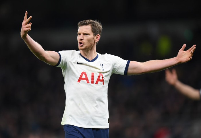 LONDON, ENGLAND - NOVEMBER 30:  Jan Vertonghen of Tottenham Hotspur during the Premier League match between Tottenham Hotspur and AFC Bournemouth  at Tottenham Hotspur Stadium on November 30, 2019 in London, United Kingdom. (Photo by Shaun Botterill/Getty Images)
