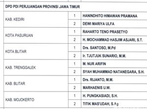 Ini Nama-nama Calon Kepala Daerah di Jatim dari PDIP