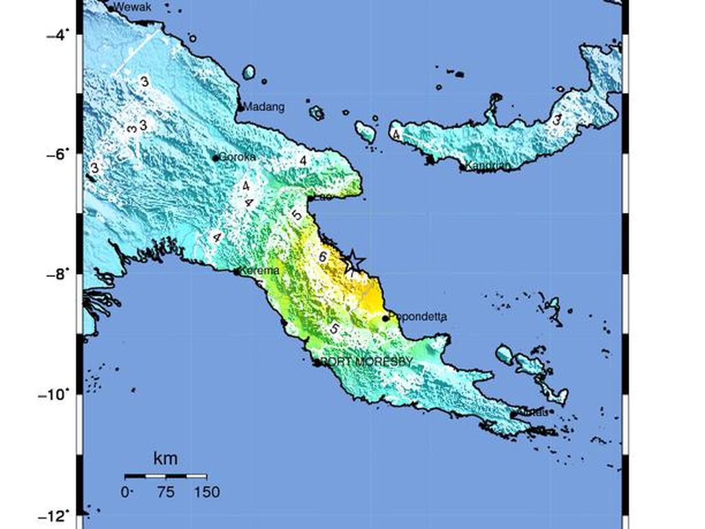 Gempa M 7,3 Terjadi di Port Moresby Papua Nugini