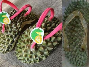 Cadas! Sandal Jepit dari Cangkang Durian Ini Viral