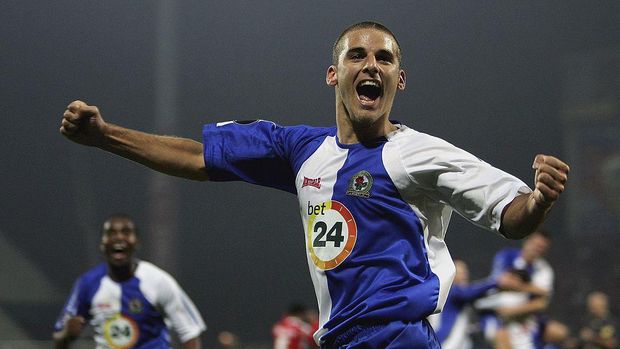 KRAKOW, POLAND - OCTOBER 19:  David Bentley of Blackburn Rovers celebrates after scoring a goal during the UEFA Cup match between Wisla Krakow and Blackburn Rovers at Wisly stadium on October 19, 2006 in Krakow, Poland.  (Photo by Ian Walton/Getty Images)