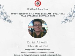 Dokter di Sidoarjo Meninggal Murni Karena COVID-19