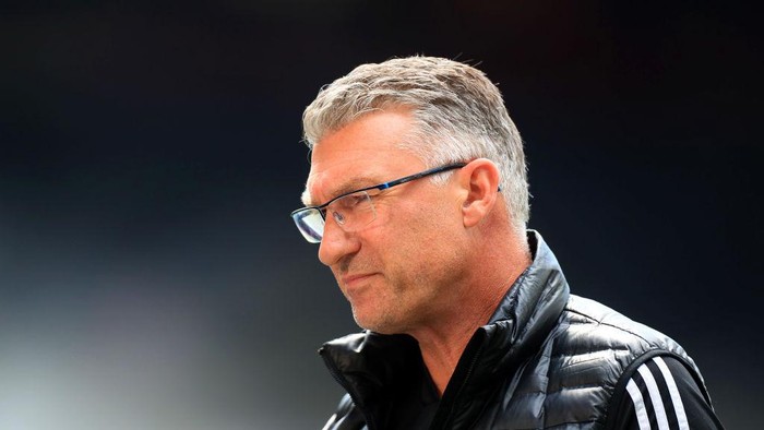 WATFORD, ENGLAND - JULY 11: Nigel Pearson, Manager of Watford looks on prior to the Premier League match between Watford FC and Newcastle United at Vicarage Road on July 11, 2020 in Watford, England. Football Stadiums around Europe remain empty due to the Coronavirus Pandemic as Government social distancing laws prohibit fans inside venues resulting in all fixtures being played behind closed doors. (Photo by Mike Egerton/Pool via Getty Images)