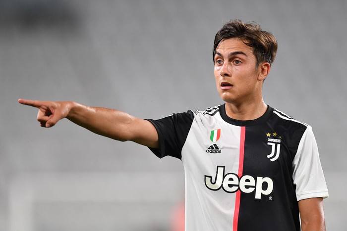 TURIN, ITALY - JULY 20:  Paulo Dybala of Juventus gestures during the Serie A match between Juventus and  SS Lazio at Allianz Stadium on July 20, 2020 in Turin, Italy.  (Photo by Valerio Pennicino/Getty Images)