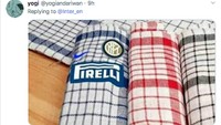 Kumpulan serbet dengan logo logo Inter Milan dan sponsornya. (Foto: internet/Twitter)