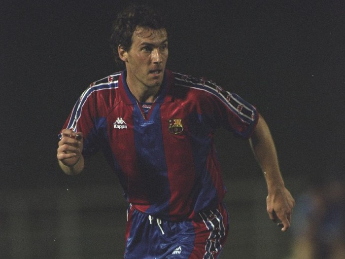 28 Aug 1996:  Laurent Blanc of Barcelona in action during a Spanish Friendly match against Athletico Madrid in Spain.   \ Mandatory Credit: Clive  Brunskill/Allsport