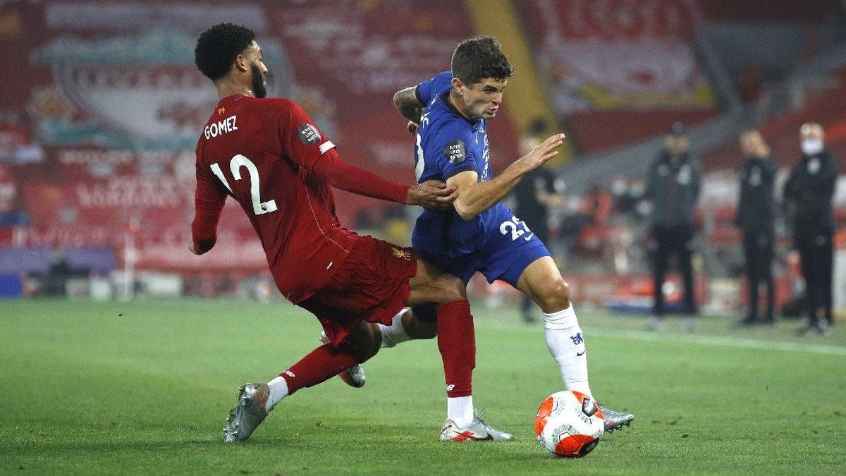 Meski Chelsea dikalahkan Liverpool, Christian Pulisic tampil impresif dari bangku cadangan. (Foto: 2020 Pool/Pool)