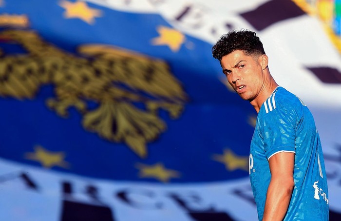 UDINE, ITALY - JULY 23: Cristiano Ronaldo of Juventus reacts during the Serie A match between Udinese Calcio and Juventus at Stadio Friuli on July 23, 2020 in Udine, Italy. (Photo by Alessandro Sabattini/Getty Images)