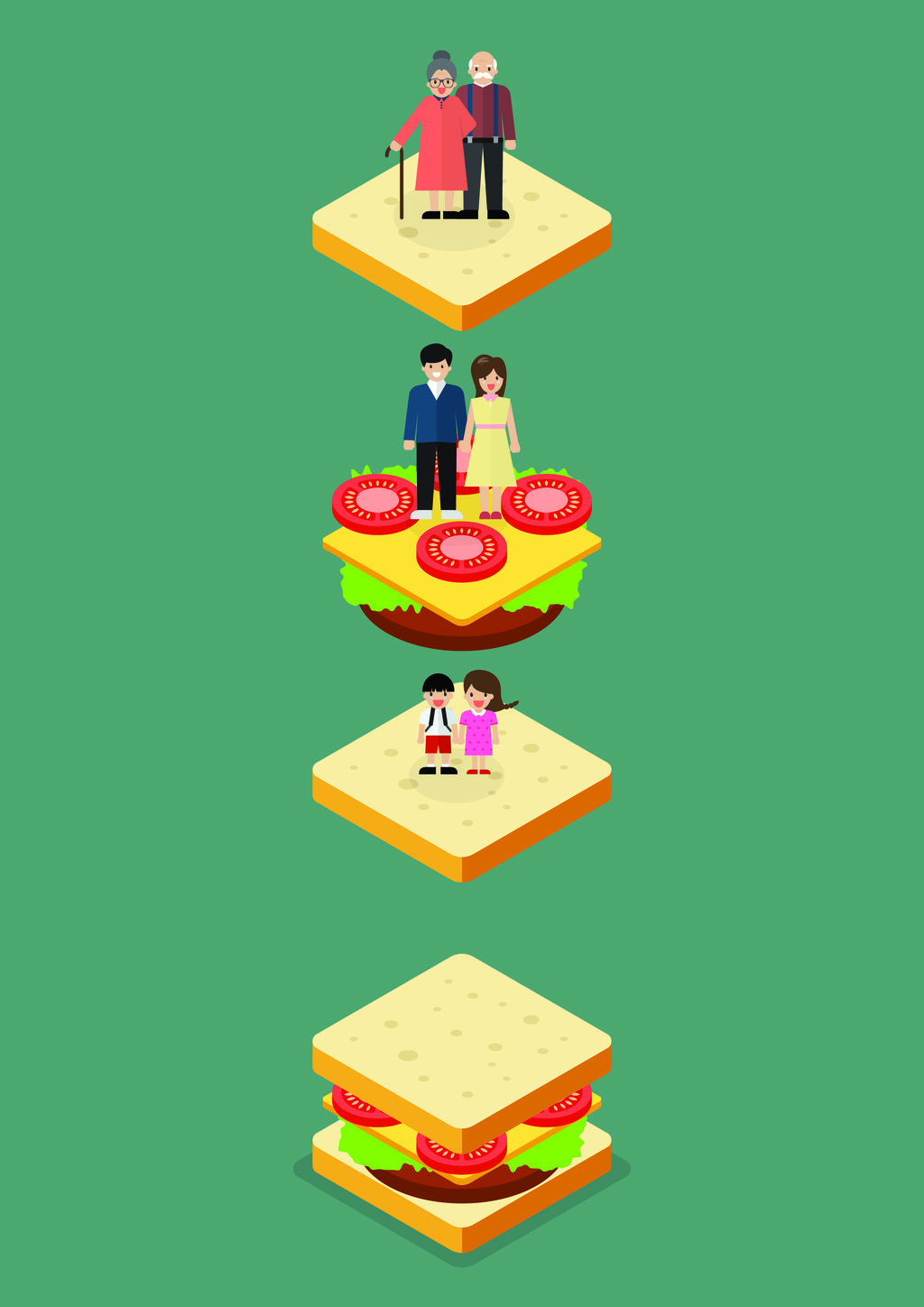 Sandwich Generation. Vector illustration
