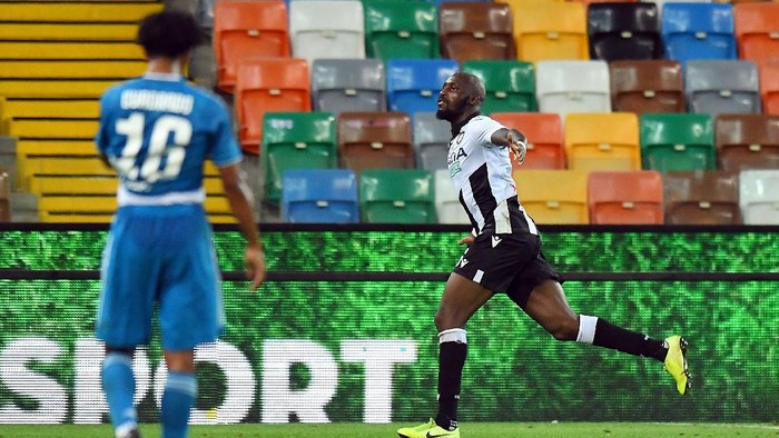 UDINE, ITALY - JULY 23:  Seko Fofana of Udinese Calcio celebrates after scoring his teams second goal during the Serie A match between Udinese Calcio and Juventus at Stadio Friuli on July 23, 2020 in Udine, Italy. (Photo by Alessandro Sabattini/Getty Images)