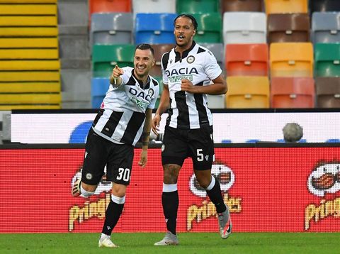 UDINE, ITALY - JULY 23: Ilija Nestorovski of Udinese Calcio  celebrates after scoring the 1- 1 goal during the Serie A match between Udinese Calcio and Juventus at Stadio Friuli on July 23, 2020 in Udine, Italy. (Photo by Alessandro Sabattini/Getty Images)
