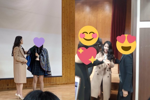 IU Tepati Janji datang ke kelulusan IU di sekolah penggemarnya