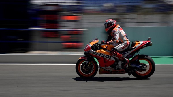 Marquez Repsol Honda Teams Spanish rider Marc Marquez takes part in the fourth MotoGP free practice session of the Andalucia Grand Prix at the Jerez race track in Jerez de la Frontera on July 25, 2020. (Photo by JAVIER SORIANO / AFP)