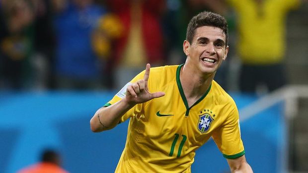  Oscar of Brazil celebrates his goal in the second half during the 2014 FIFA World Cup Brazil Group A match between Brazil and Croatia at Arena de Sao Paulo on June 12, 2014 in Sao Paulo, Brazil. (Photo by Kevin C. Cox/Getty Images)