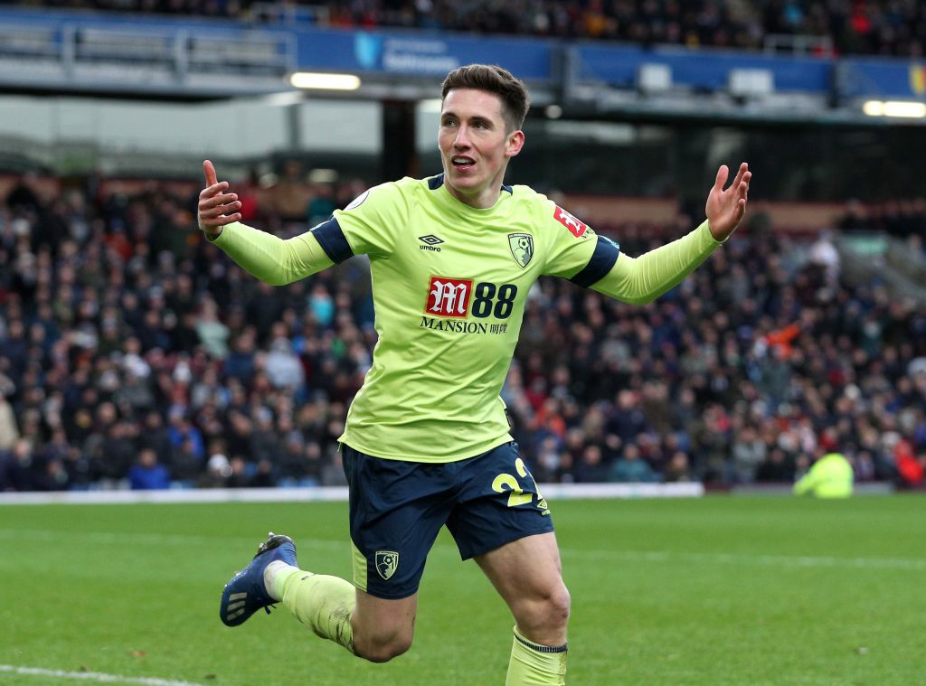 BURNLEY, ENGLAND - FEBRUARY 22:  Harry Wilson of AFC Bournemouth celebrates a goal which is later disallowed by VAR during the Premier League match between Burnley FC and AFC Bournemouth  at Turf Moor on February 22, 2020 in Burnley, United Kingdom. (Photo by Jan Kruger/Getty Images)