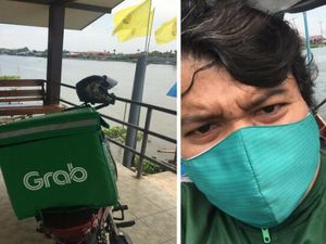 Perjuangan Ojol Mengarungi Sungai Demi Kirimkan Makanan Pembeli