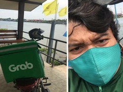 Perjuangan Ojol Mengarungi Sungai Demi Kirimkan Makanan Pembeli