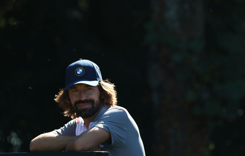 ROME, ITALY - OCTOBER 09: Ex-Italian footballer Andrea Pirlo looks on during a Pro-Am ahead of the Italian Open at Olgiata Golf Club on October 09, 2019 in Rome, Italy. (Photo by Matthew Lewis/Getty Images)