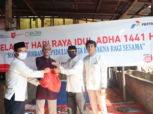 Pertamina Bagikan Daging Kurban ke 500 Warga Terdampak Corona