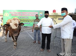 Ratusan Bungkus Daging Kurban Dibagikan ke Warga Mojokerto Door to Door