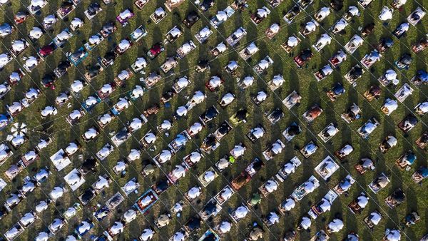 Penampakan Salat Idul Adha di Masjid Al-Azhar dari Udara
