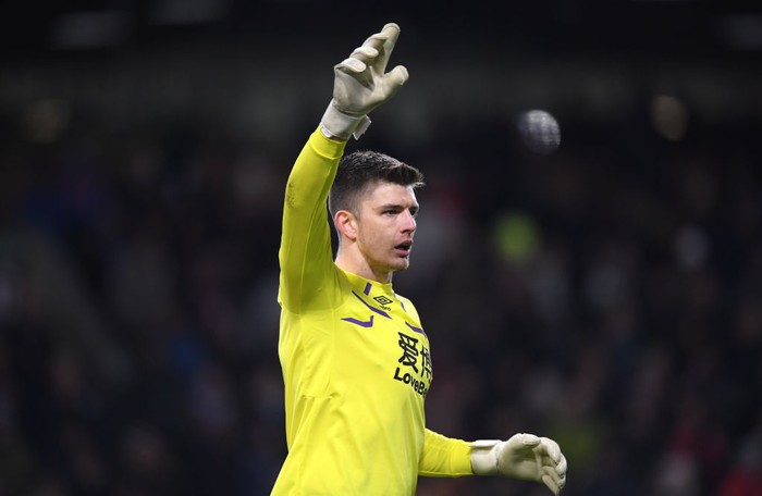 Nick Pope BURNLEY, ENGLAND - MARCH 07: Burnley goalkeeper Nick Pope in action during the Premier League match between Burnley FC and Tottenham Hotspur at Turf Moor on March 07, 2020 in Burnley, United Kingdom. (Photo by Stu Forster/Getty Images)