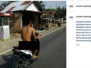 Jangan Ditiru, Pria Ini Telanjang Kendarai Motor