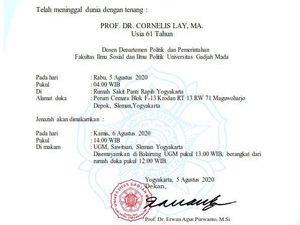 Guru Besar Ilmu Politik UGM Cornelis Lay Tutup Usia