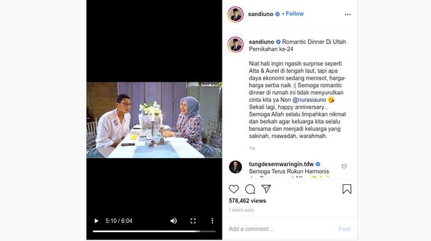 Unggahan Sandiaga Uno