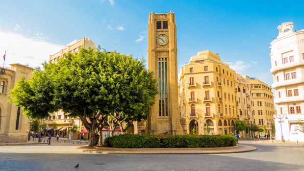 Beirut, Lebanon - May 22, 2017: View of Nijmeh Square.