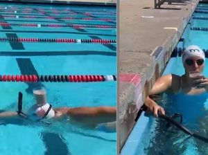 Jago! Perenang Ini Berhasil Bikin Gelas Isi Susu Tak Jatuh di Kepalanya