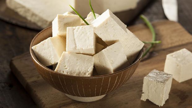 Organic Raw Soy Tofu on a Background