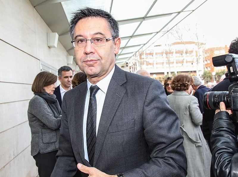 BARCELONA, SPAIN - FEBRUARY 27:  F.C. Barcelona's President Josep Maria Bartomeu attends Emilio Sanchez Benito's funeral at Tanatori de les Corts on February 27, 2016 in Barcelona, Spain.  (Photo by Miquel Benitez/Getty Images)
